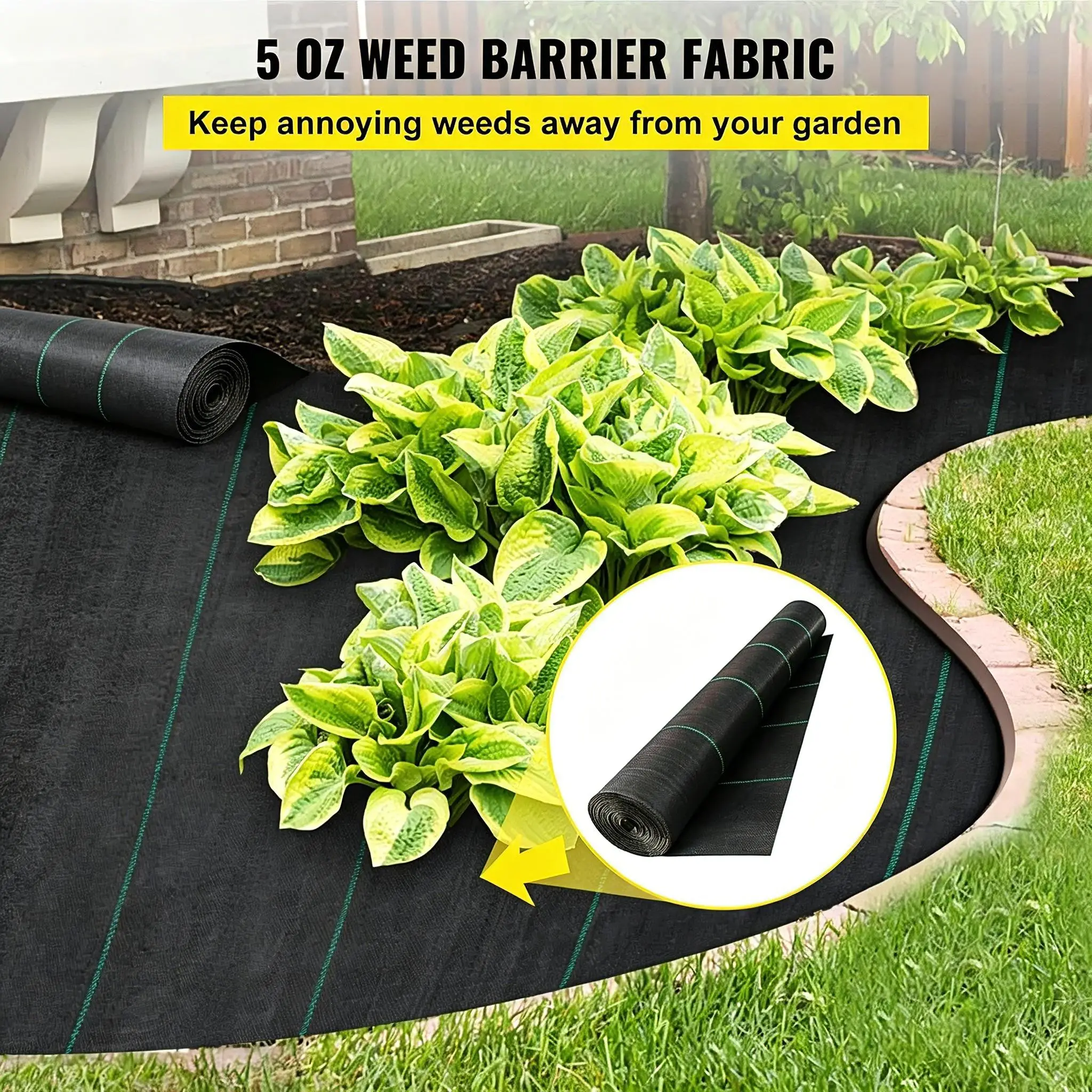 【Summerfinds】VEVOR 50 Year Lifespan Driveway Fabric, 13x108ft Commercial Grade Landscape Fabric, Garden Weed Barrier Fabric Heavy Duty, Geotextile Fabric Underlayment Gravel, Ground Cover Drainage Fabric, Weed Control Blocker
