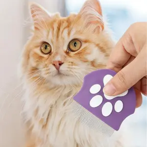 Portable pet grooming comb for Huskies and cats, with small rounded head and curved pins to detangle and clean loose hair and knots