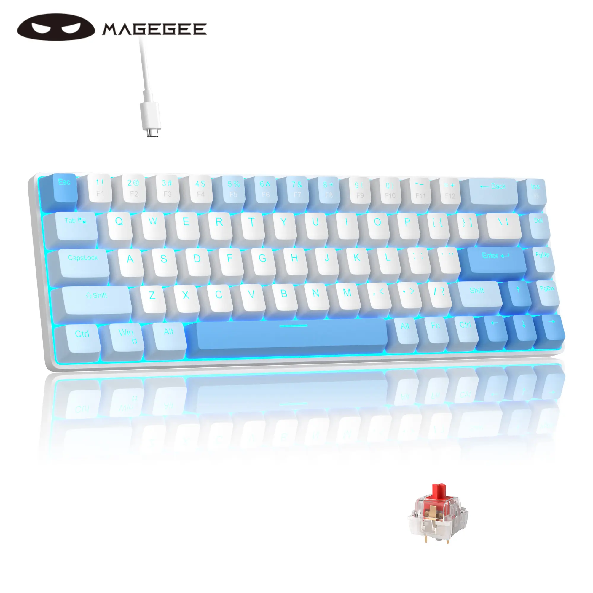 MageGee MK-BOX  Mechanical Gaming Keyboard (68-Key Compact Portable Mini with LED Backlit), Wired Office Accessory for Laptop PC, Mechanical Game Keyboard, 60 Percent Keyboard,back to school,back to school haul