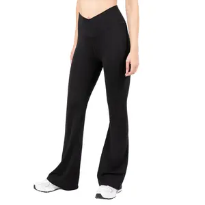 YITTY Active Women's Ultraluxe Crossover Kick Flare High Waist Legging, Athleisure, 4-Way-Stretch