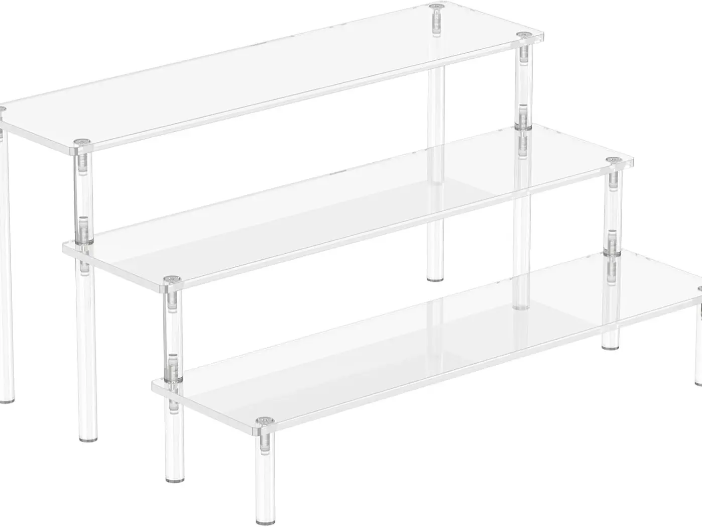 Acrylic Display Risers, 3 Tier Perfume Organizer Stand, Clear Cupcake Stand Holder, Large Shelf Riser for Figures & Dessert Shelves