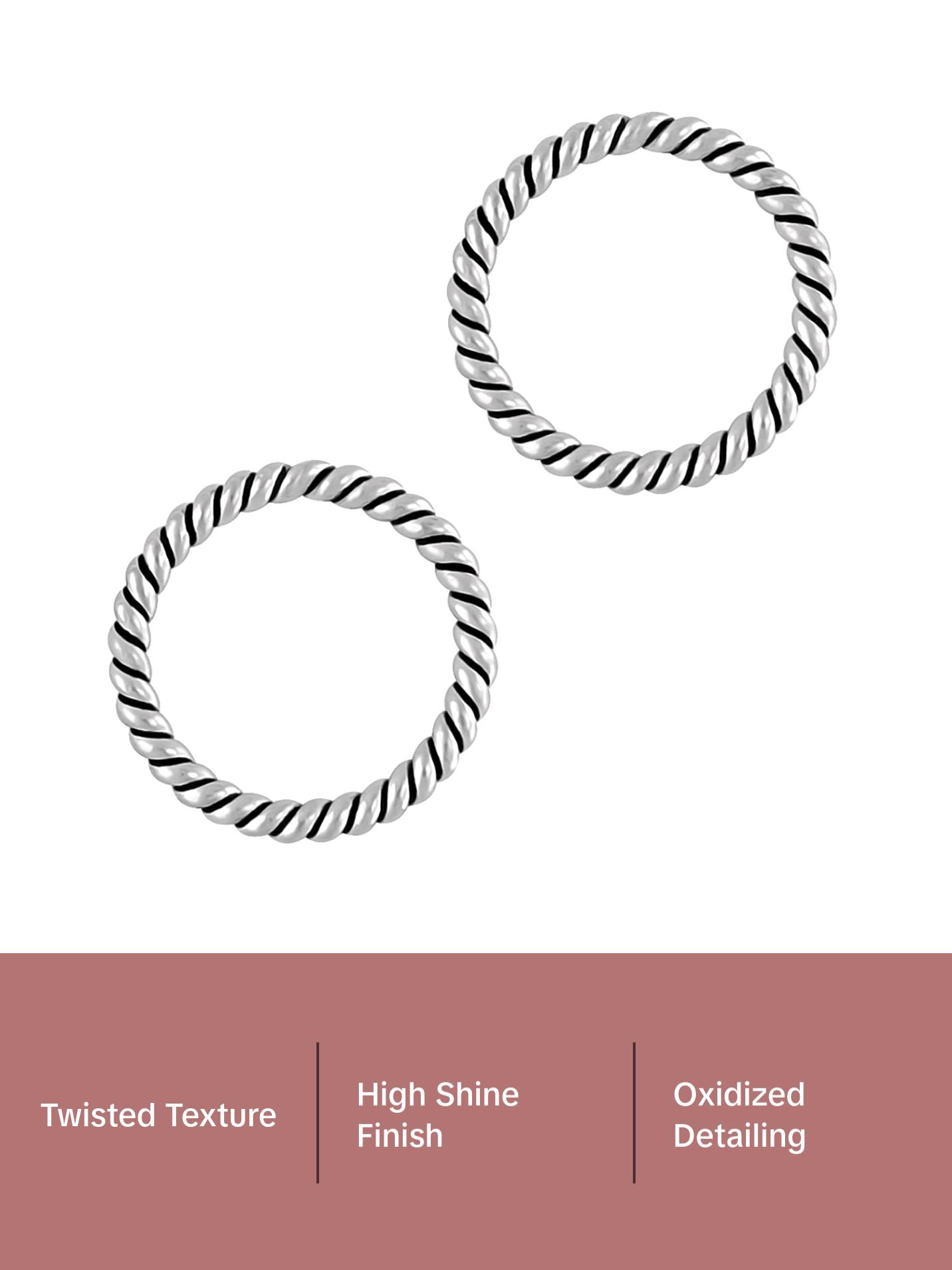 Braided Rope Open Circle Stud Earrings