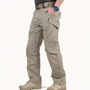 Outdoor tactical pants men, four seasons military fan training multi-bag pants, wear-resistant overalls, straight combat pants