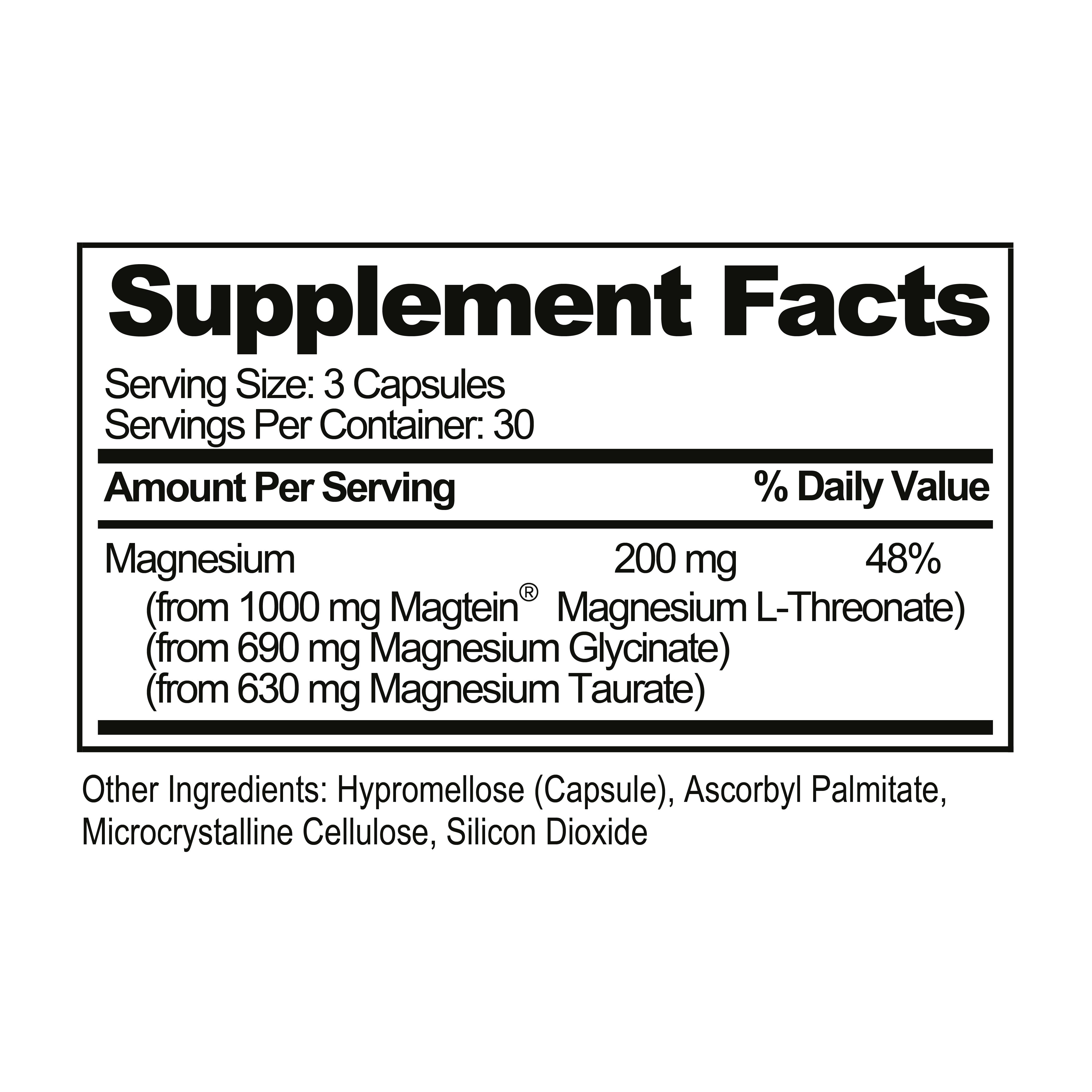 MagTech Magnesium (90ct) - Promotes Sleep Quality and Relaxation* - Contains Magnesium Glycinate, Magnesium l-Threonate (MagTein), and Magnesium Taurate