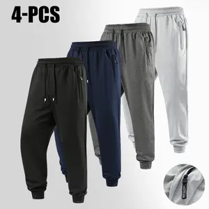 Men’s Jogging Track Pants — Ultra-stretchy fitness pants with deep side pockets; mid-rise jogger training pants; solid-color casual workout wear; machine washable (regular fit); large pack for running, gym, and everyday use; easy care