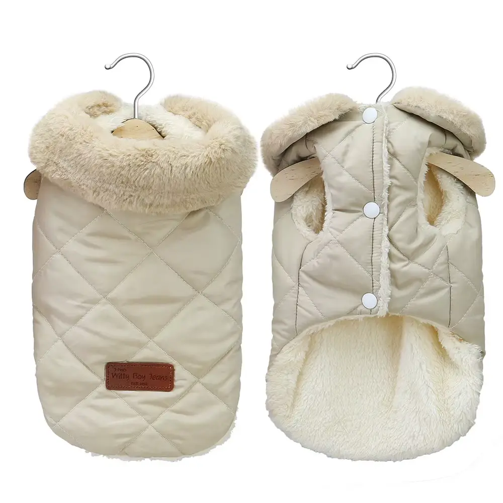 Warm Chihuahua Dog Cat Clothes Winter Fur Collar Small Dogs Puppy Coat Thick Cotton Pet Jacket Outfits Clothes for Small Dog Pug Didog