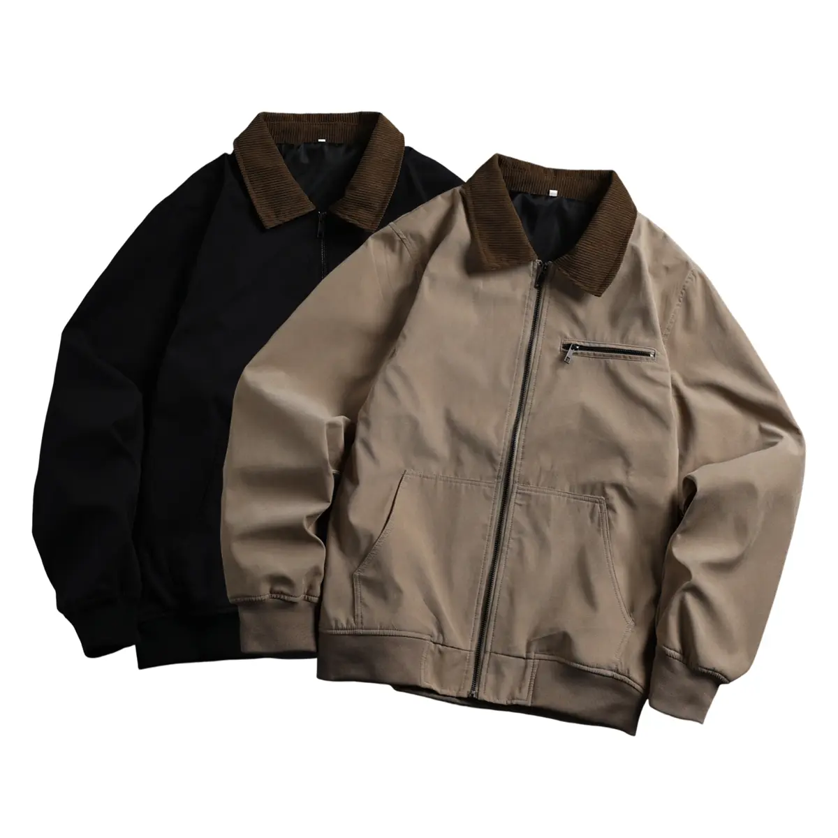 Men's Utility Coat - Menswear, Turn-Down Collar, Multiple Pockets, Stylish Zipper-Up Top, Plain Design, Suitable for Everyday Commuting, Street Styling, Coats
