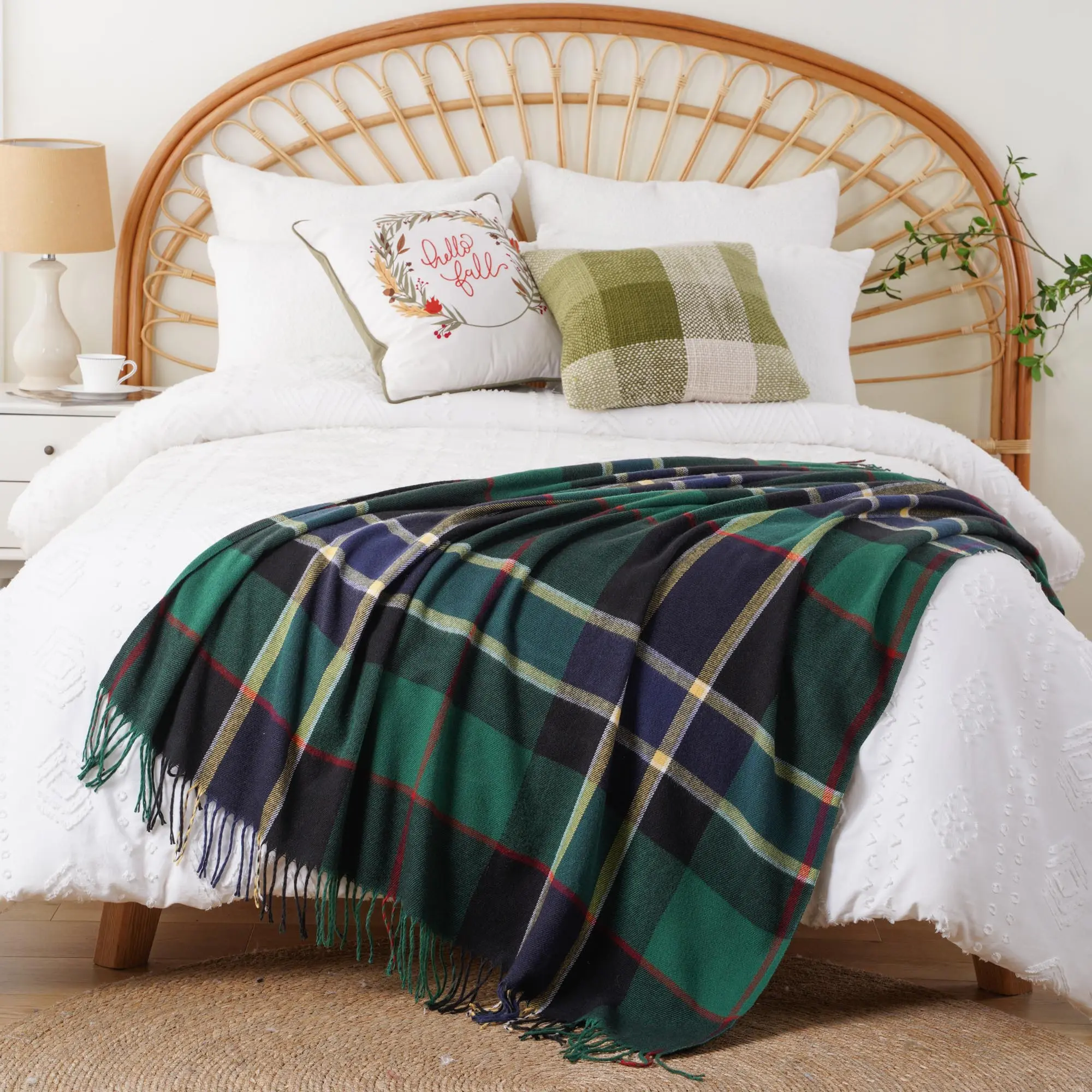 Battilo | Buffalo Plaid Letter Pattern Blanket - 50"x60", Lightweight Farmhouse Throw, Holiday Christmas Decor for Bed, Sofa