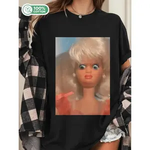 Humorous Disgusting Doll Face Meme T Shirt Perfect for Laughter Enthusiasts Casual Casual Wear Meme Shirt Quirky Design LongLasting Print Comfortable Fit Quirky Clothing Comedy Fans Fun Lovers Apparel