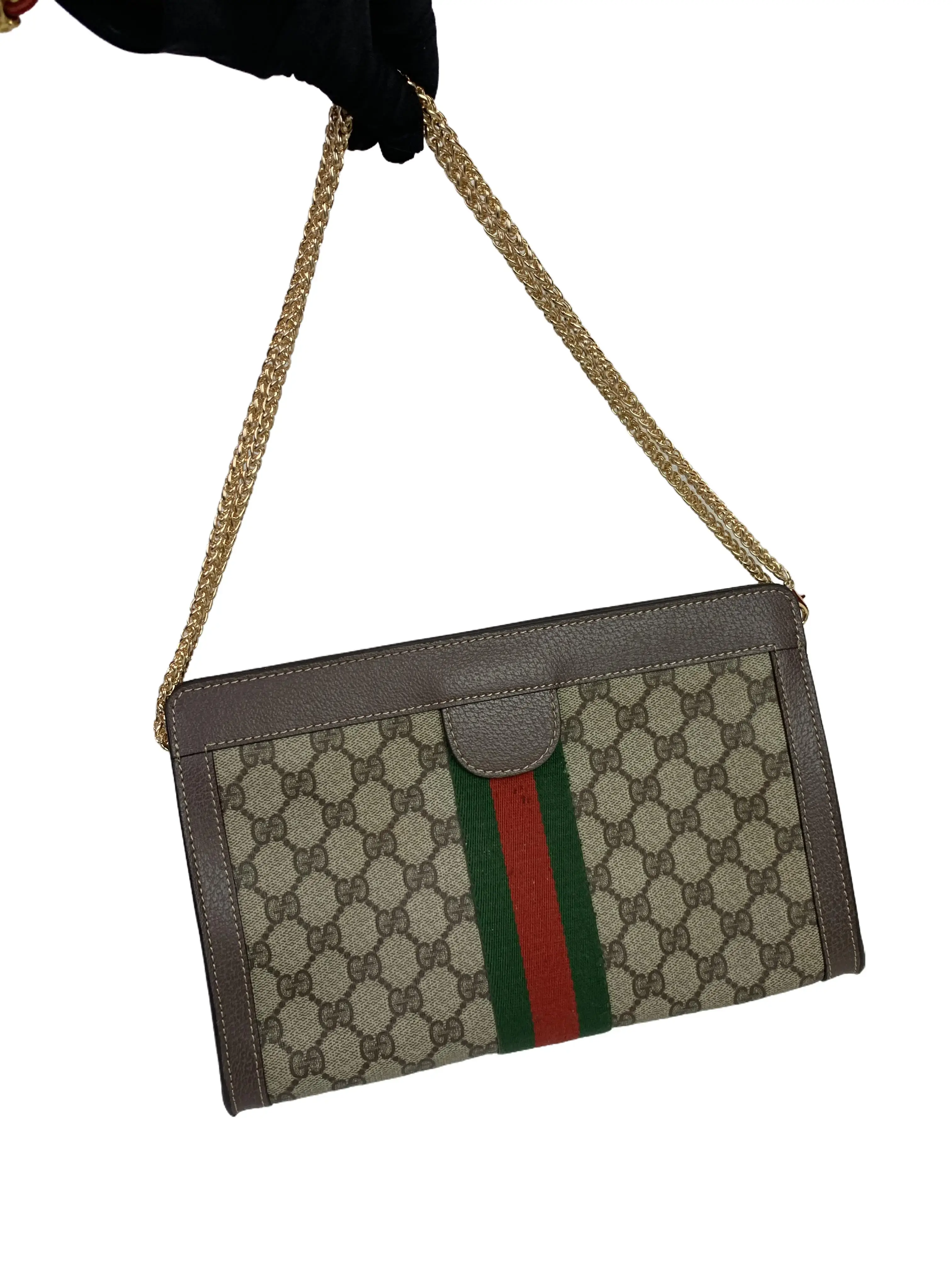 Pre-owned GUCCI GG Supreme Web Strap Chain Crossbody Bag/JJ08910064/0064/S
