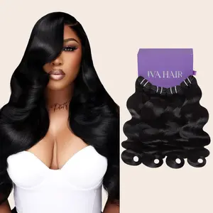 IVA 16A Body Wave Bundles 100% Unprocessed Human Hair Weft Hair Extensions Sew in / Quick Weave Raw Hair Bundles Natural Color 16''-30“ hair extensions for women