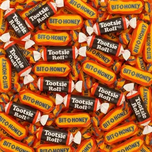 Vintage Parade Candy Mix 1lb - Tootsie Roll Midgees & Bit-O-Honey - Individually Wrapped Bulk Assortment for Parades & Halloween - Chocolatey Chews vs Honey Almond Taffy