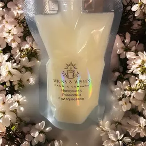 Wicks & Wishes Candle Company Honeysuckle Jasmine  3 oz Squeezable Wax Candle for Home Fragrance Flowers Aroma Scented