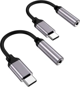 USB Type C to 3.5mm Female Headphone Jack Adapter-2 pa'ck, USB C to Aux Audio Dongle Cable Cord Compatible with Pixel 4 3 2 XL, Samsung Galaxy S21 S20 Ultra S20+ Note 20 10 S10 S9 Plus for iPad Pro, Accessories, Headset, Cell Phone