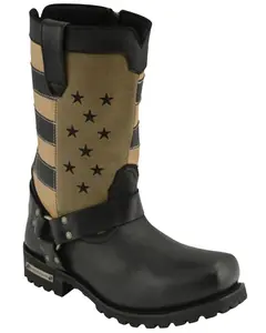 Milwaukee Leather Men's Stars And Stripes Motorcycle Harness Boot Square Toe - Mbm9045