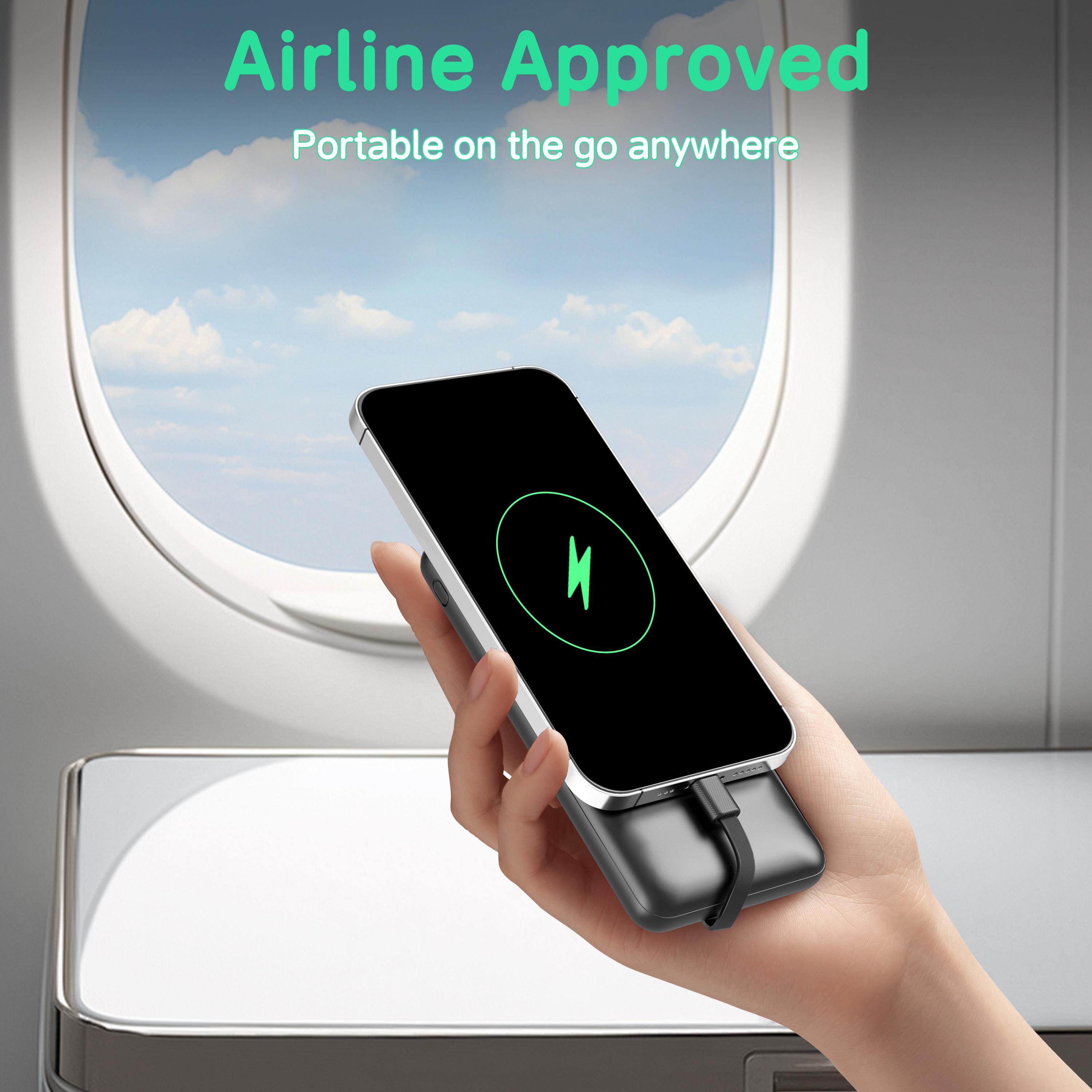 10000mAh Portable Power Bank with Built-in Cables, 22.5W Fast Charging Slim Charger for iPhone, Android, Samsung, Google Pixel, iPad