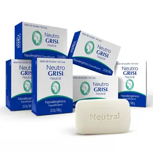Grisi Neutral Hypoallergenic Bar Soap – Fragrance-Free & Dye-Free for Face & Body – Gentle Moisturizing Wash for Sensitive Skin – pH-Balanced Natural Cleanser – 3.5 oz | 6-Pack