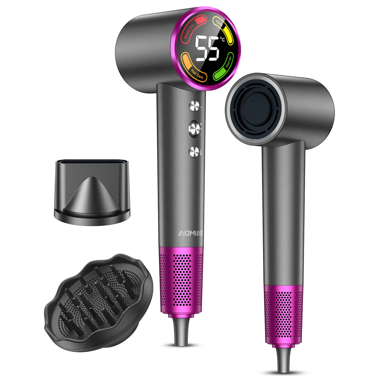 A78PLUS High Speed Hair Dryer, Fast Drying Ionic Blow Dryer with LED Display, One-Touch Cool Shot, Lightweight Quiet Design, Diffuser & Concentrator Included