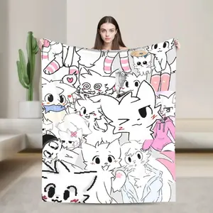 Boykisser Silly Cat Flannel Blanket Cartoon Creative Throw Blanket for Home Hotel Sofa  Bedspreads