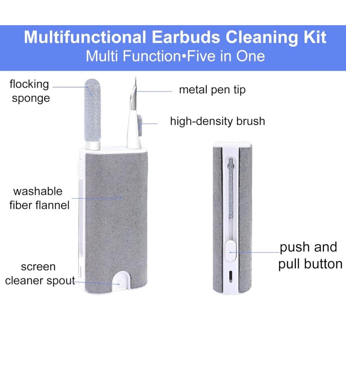 Cleaner Kit for Airpods Pro 1 2 3,5 in 1 Multi-Function Earbuds Cleaning Tool, Electronic Cleaner Kit for iPhone Charging Port,Phone Speaker,Earpods,Headphone,Earphone,Laptpo,Scree,iPod Case