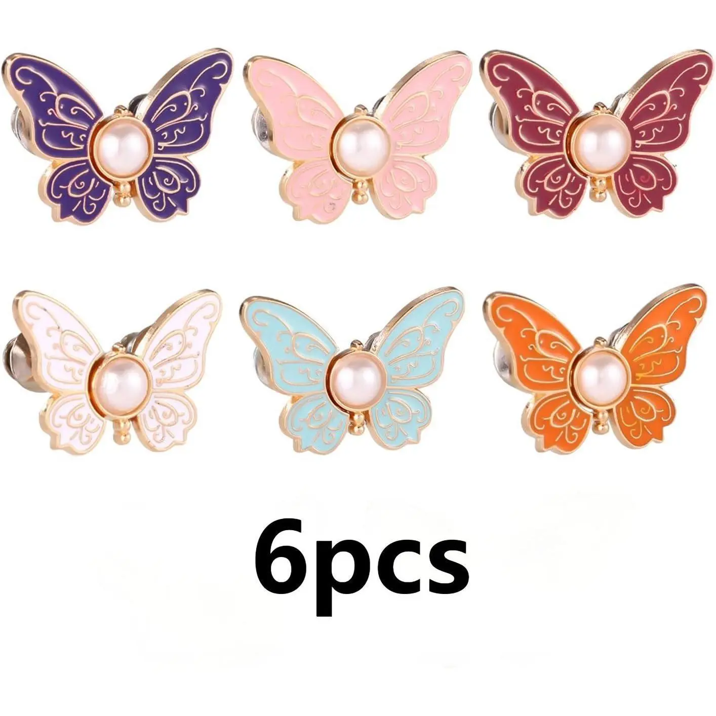 Women's 6PCS Butterfly Waist Tighteners – Adjustable Button Clips, No-Sew Home Supplies, Easy-Attach Accessory for Loose Jeans, Skirts & Oversized Clothes, Perfect Fix for Home & Outings, Durable Elastic Design, Keep Your Fit Flawless