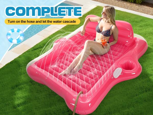Inflatable Tanning Pool Lounger Float,  72*61’’/80*67’’Large Size Pool Floats Adult with Automatic Spray Cooling, 5 in 1 Suntan Tub Raft Floatie, Sunbathing Bed Lounge for Pool Party Yard Tanning dealsforyoudays