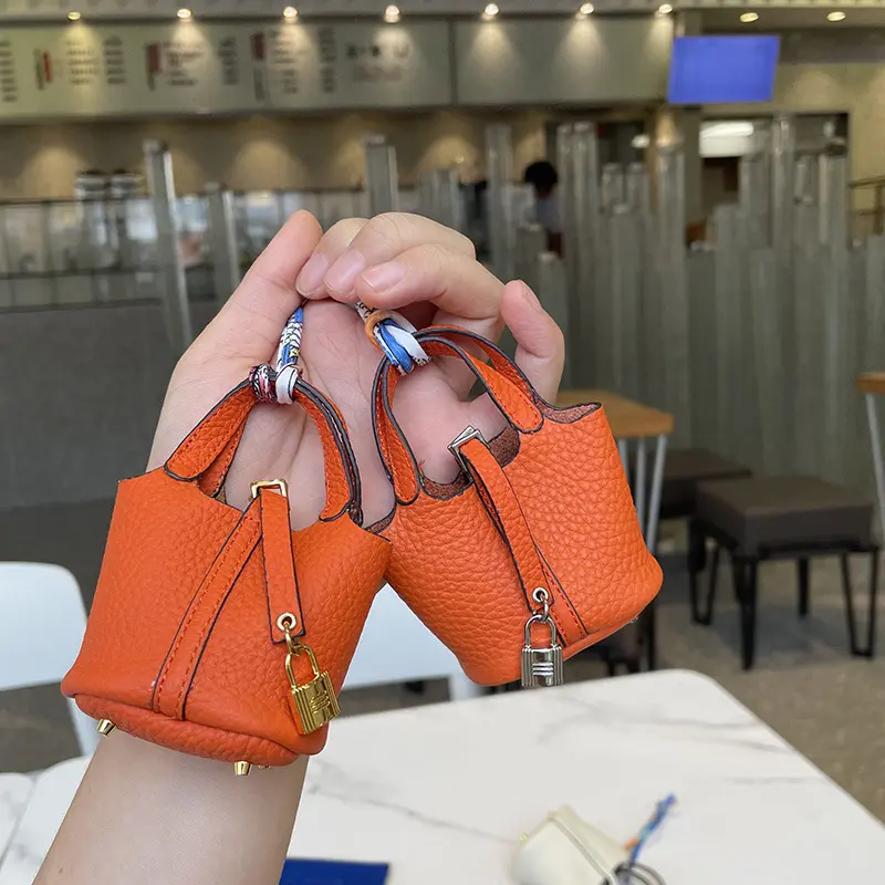 Mini Basket Bag Charm Multi Functional Cute Bucket Pouch Fits AirPods Keys Coins Perfect Bag Accessory Gift Idea