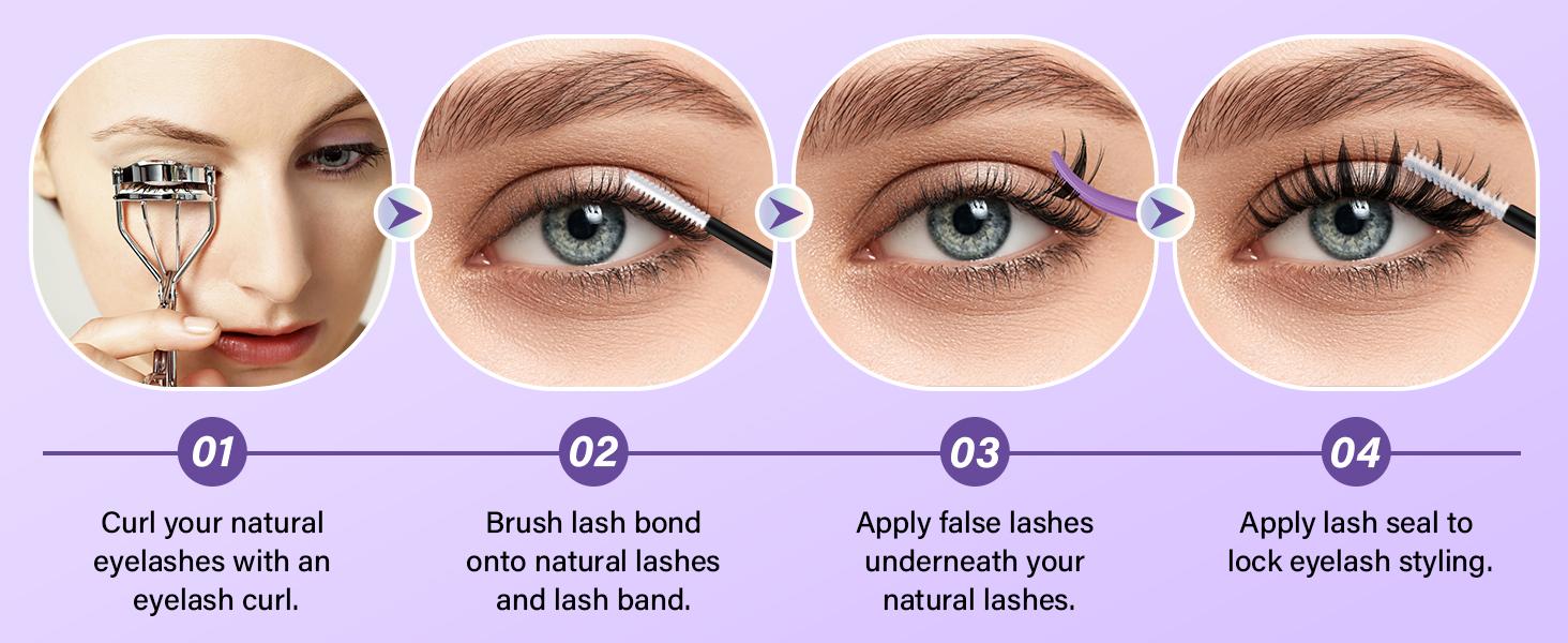 Fairy Lash Kit l B&Q Ultra-Thin Invisible Band Whispy Manga Individual Clusters,C Curl for DIY Eyelashes Extension,Waterproof Sleep Proof,Week Long Lasting Fake Lash Cosmetic Makeup Spiky Anime Lash Outdoorfun Vacation Lash Feb Stockup