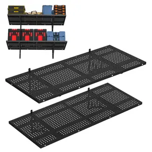 2Pcs 1.5 x 3.6FT Garage Wall Shelving, 530 lbs Load Capacity, Heavy Duty Wall Mounted Floating Shelves, Adjustable Metal Garage Storage Rack