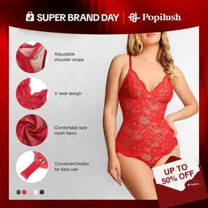Popilush Lace Smooth V-Neck Shapewear Bodysuit Official  Elegant-LIVE