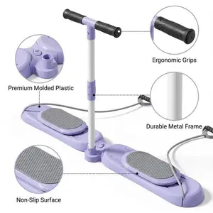 Home-use foldable Pilates ski machine with non-slip footplates, adjustable handlebars, and resistance bands. A versatile customizable fitness tool for core, abdominal, glute, leg, hip, and arm.