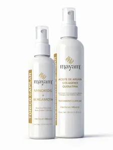 Root-to-Tip Duo Mayam Beauty Hair Tonic Minoxdil + Bergamot 125ml + Leave-in Conditioner Hair Treatment 250ml with Argan Oil Collagen & Keratin for Detangling Heat Protection & Hair Repair