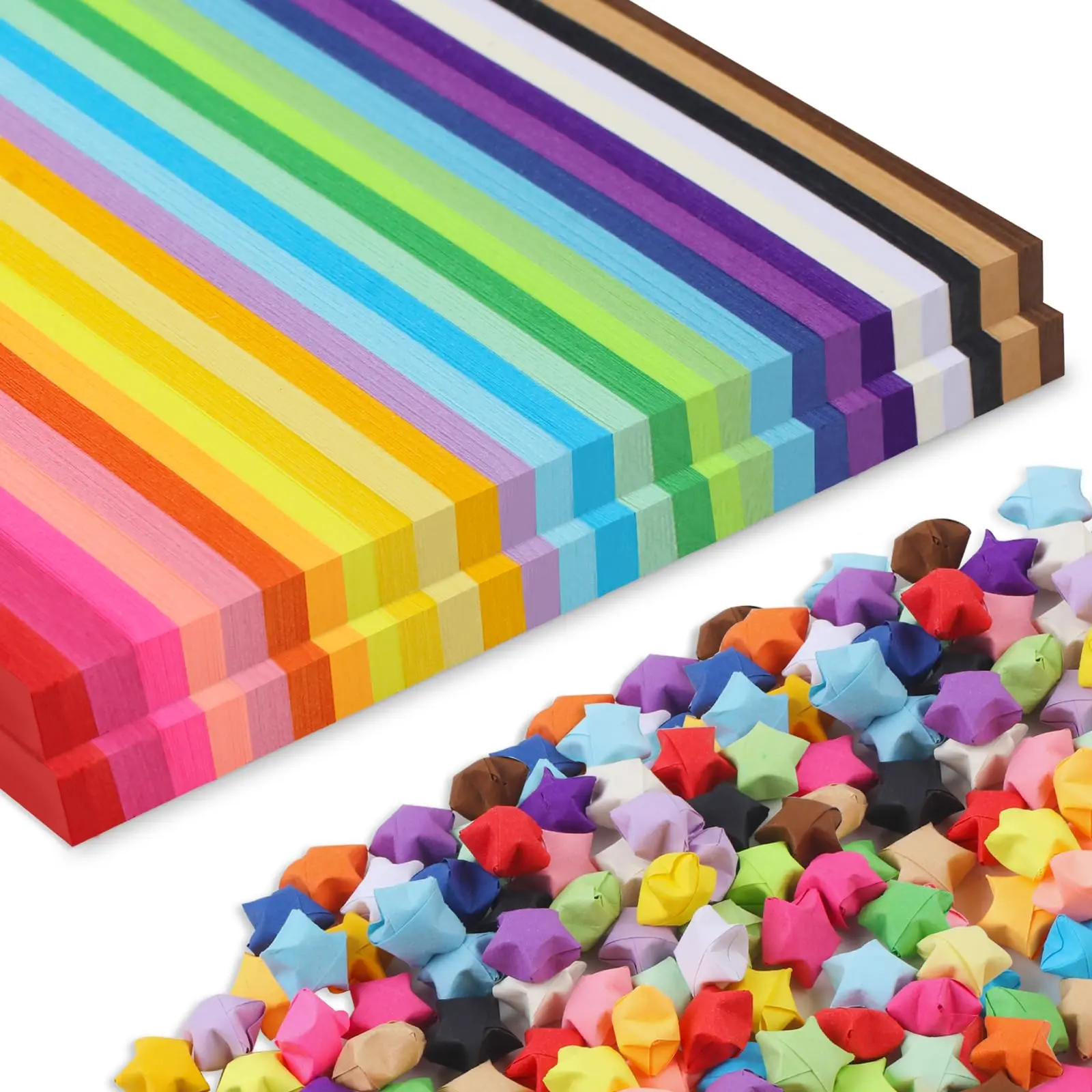 Origami Paper Art Supplies Kit - 2060 Vibrant Handcrafted Sheets, 27-Color Double-Sided Star Paper Strips, Festival & Happy Birthday Unique Gift for DIY Crafts, House Decoration, Scrapbooking