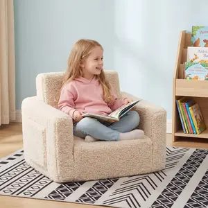 Kid's Foldable Cotton Velvet Sofa - Glow in the Dark Foldable Couch for Kids, Soft & Comfy, Adjustable Backrest, Suitable for Months 18+ Years kid foam couch for kids s couch kids couch excellent gift for Christmas and Birthday