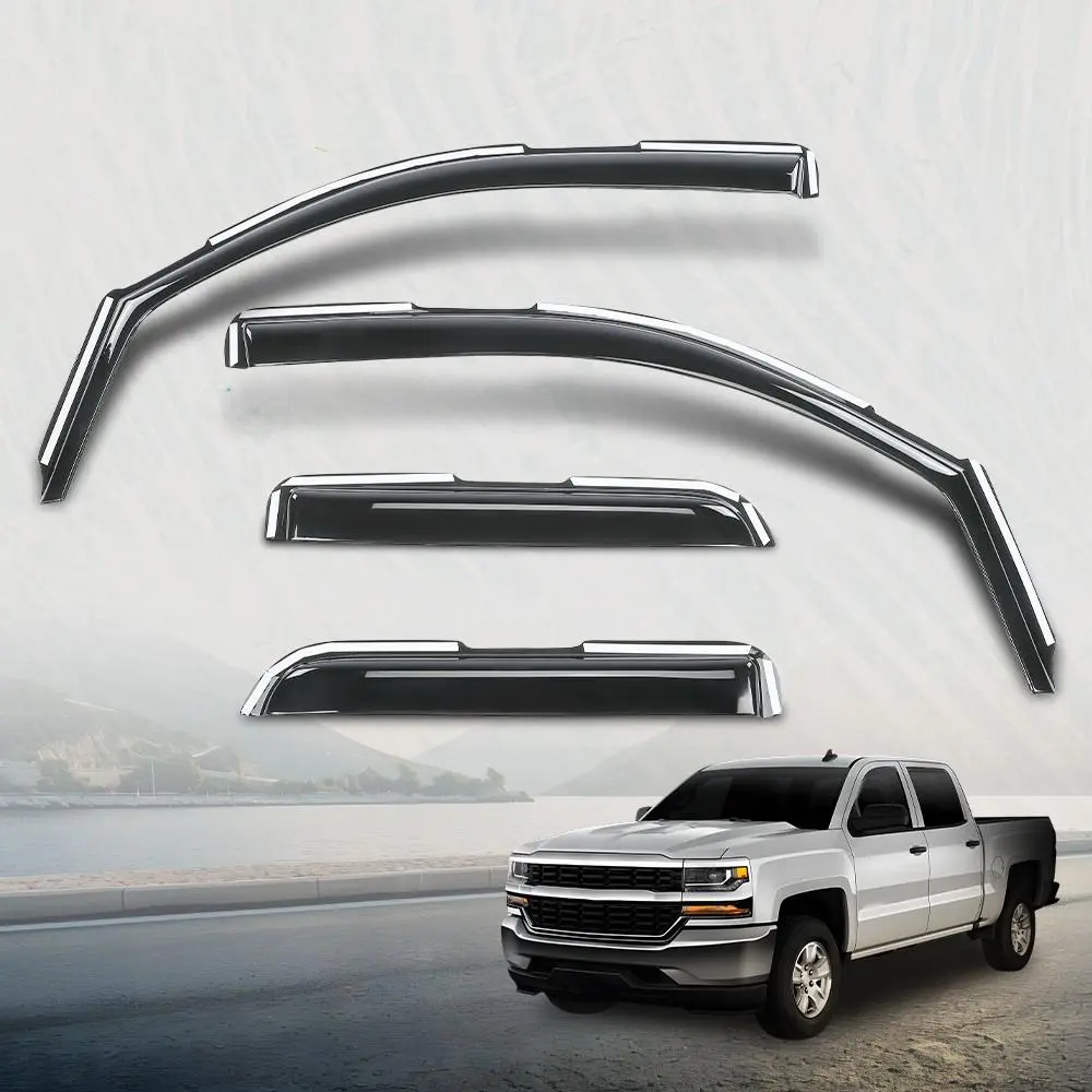 Fit For 14-19 Chevy Silverado/GMC Sierra Double Cab Rain Guard Window Vent Visor