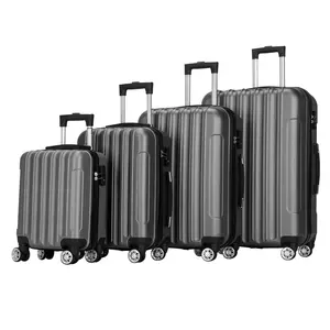 4 Piece Luggage Set, ABS Hard Shell Suitcase Luggage Sets Double Wheels with TSA Lock, Dark Gray
