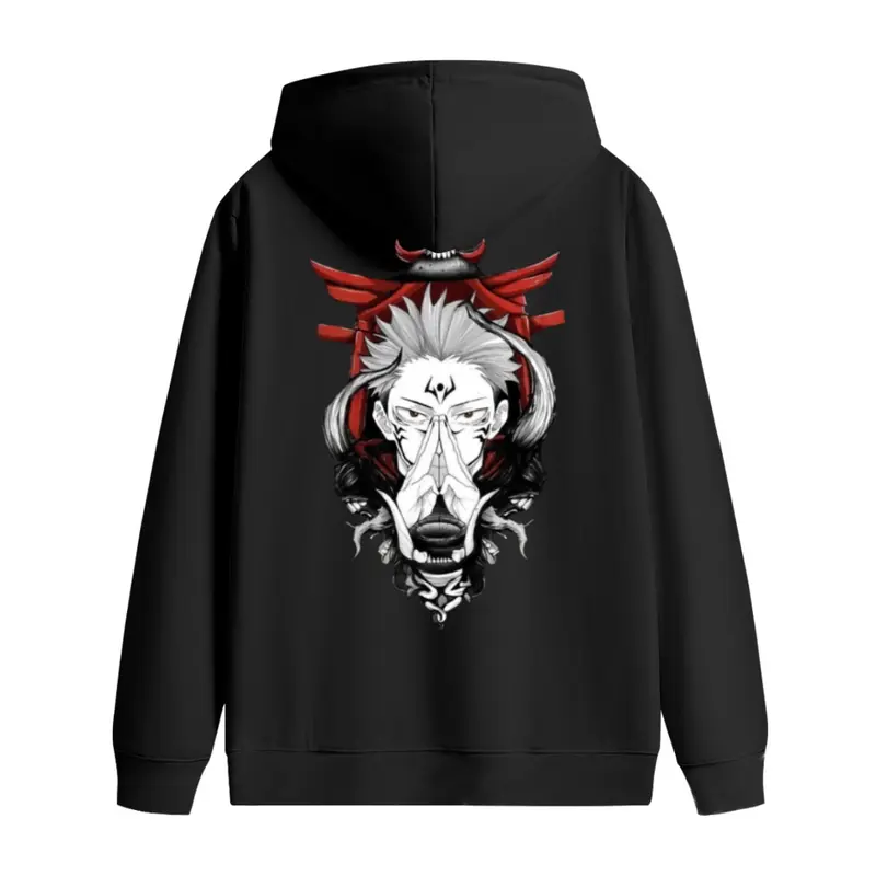 Jujutsu Kaisen Ryomen Sukuna King of Curses Hoodie & T-Shirt, Two Faces Four Arms Cursed Spirit Graphic, Soft Pullover Sweatshirts, Trendy Men's Streetwear Lounge Wear, Comfy Stretch Great Fit for Daily Gym Travel, Fall Winter Gift Idea for Him