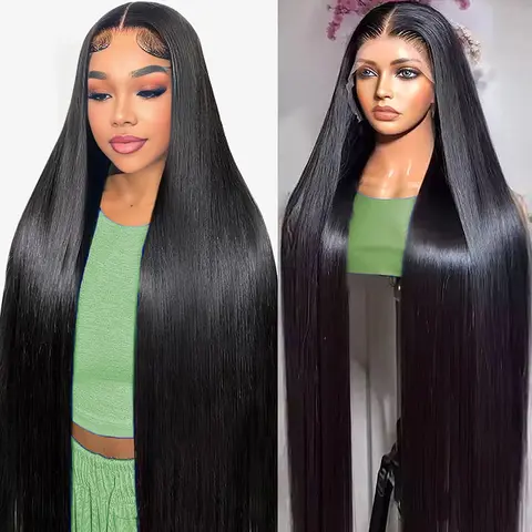 Caleber Hair 32 Inch 13x6 Lace Front Wigs Human Hair 200 Density Straight HD Lace Front Wigs Pre Plucked Straight Glueless Human Hair Wig With Drawstring for Women