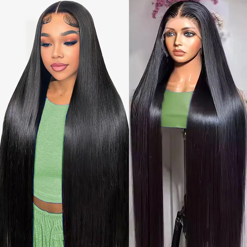 Caleber Hair 32 Inch 13x6 Lace Front Wigs Human Hair 200 Density Straight HD Lace Front Wigs Pre Plucked Straight Glueless Human Hair Wig With Drawstring for Women