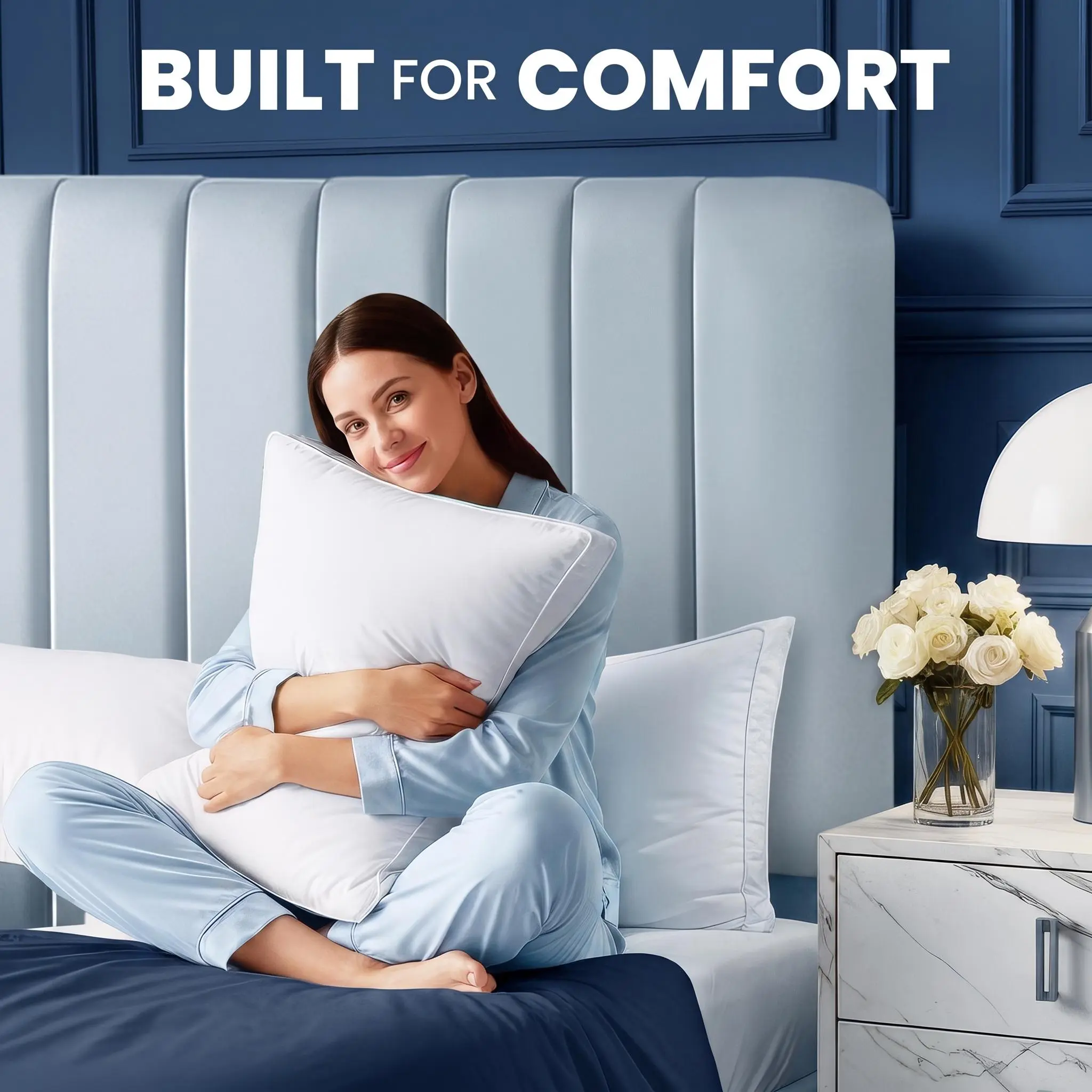 Utopia Brands Gusseted Bed Pillows for Sleeping (2 & 4 Pack) - Viral Hotel Quality, Cooling Plush, Breathable, Shape-Retaining, Polycotton Cotton-Polyester, Corded Edge Hold, Gusseted Support, Bed Accessories, Bedroom Memory Foam Cushioning