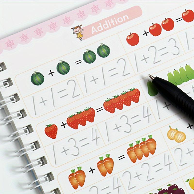 Exercise Book Set with Pen, Reusable Writing Book with Groove, Tracking Alphanumeric, school supplies educational learning tools Thick Paper Magic Ink