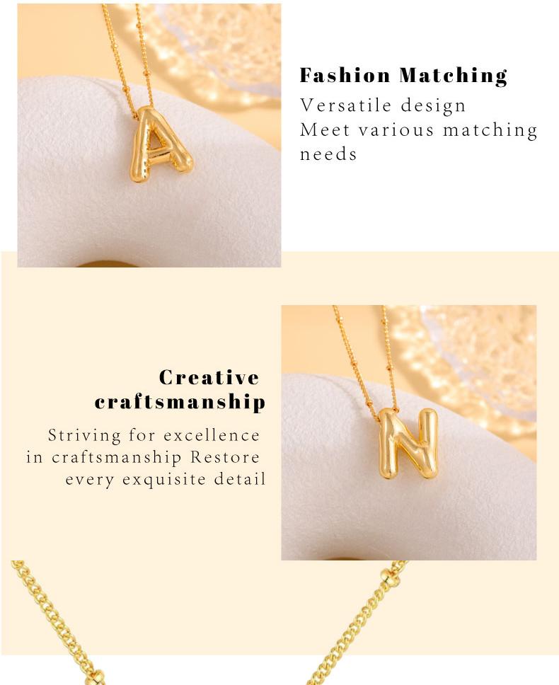 GGIRL Bubble Letter Necklace 18K Gold Plated Chubby Pendant Name Necklace for Women Elegant Collarbone Chain Personalized Jewelry Glossy Letter Design Fashion Jewelry Gift for Holiday Haul Christmas Birthdays Anniversaries