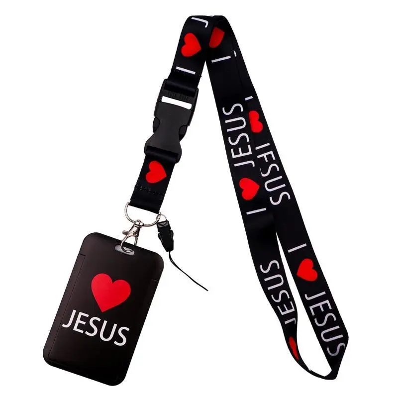 Personalized Faith Symbol Polyester Lanyard for Adults - 17.72in Length, Detachable Quick-Release Buckle, Keyring, Removable Cardholder, ID Badges, Key Storage, 2.13in x 3.35in Printed Text, Lightweight Accessory for Daily, Gym, Church Gift
