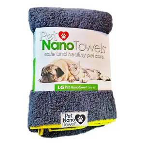 Pet Nano Towel 20 x 40″ Dark Grey w/Yellow Trim