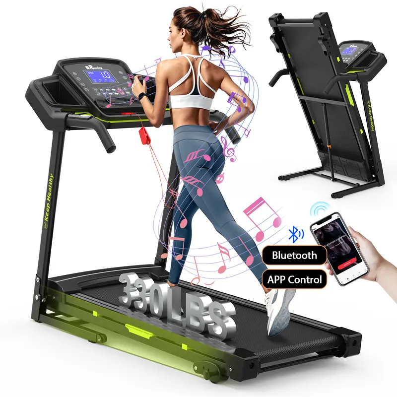 【New arrival with 3 incline】LIVIVOX 3.5 Folding Treadmill for Home/Office with Incline 330lb Weight Capacity, Portable Treadmill with Bluetooth, 12 Preset Programs, adjusting speed walking pad home gym equipment