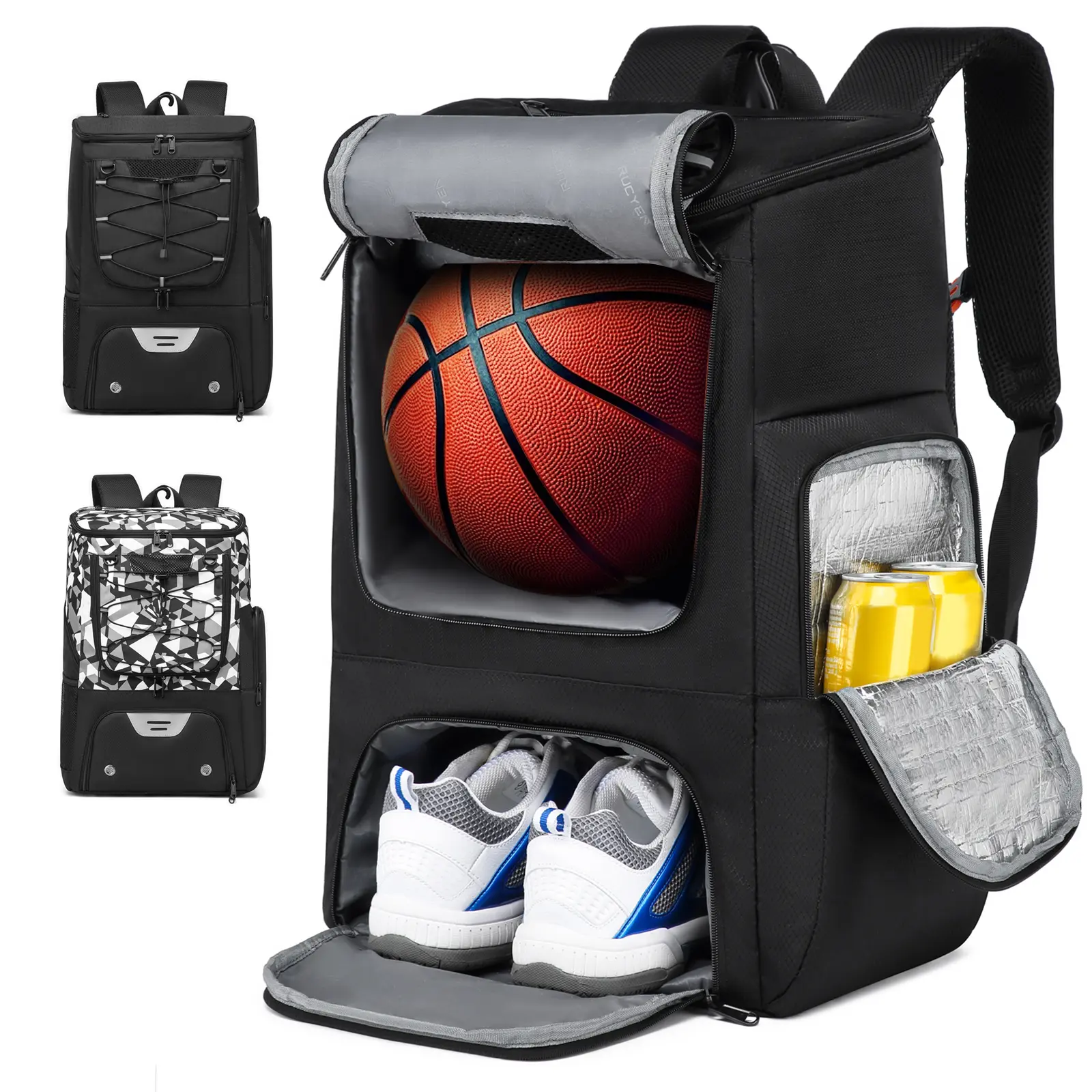 Athletic Basketball Backpack for Players - Tough Oxford Cloth, Water Resistant, Tough & Lightweight Design, Secure Ball Holder, Separate Shoe Compartment, Main Pouch for Jerseys/Clothes, 33x25x14cm (Fits Helmet for Gym Use)