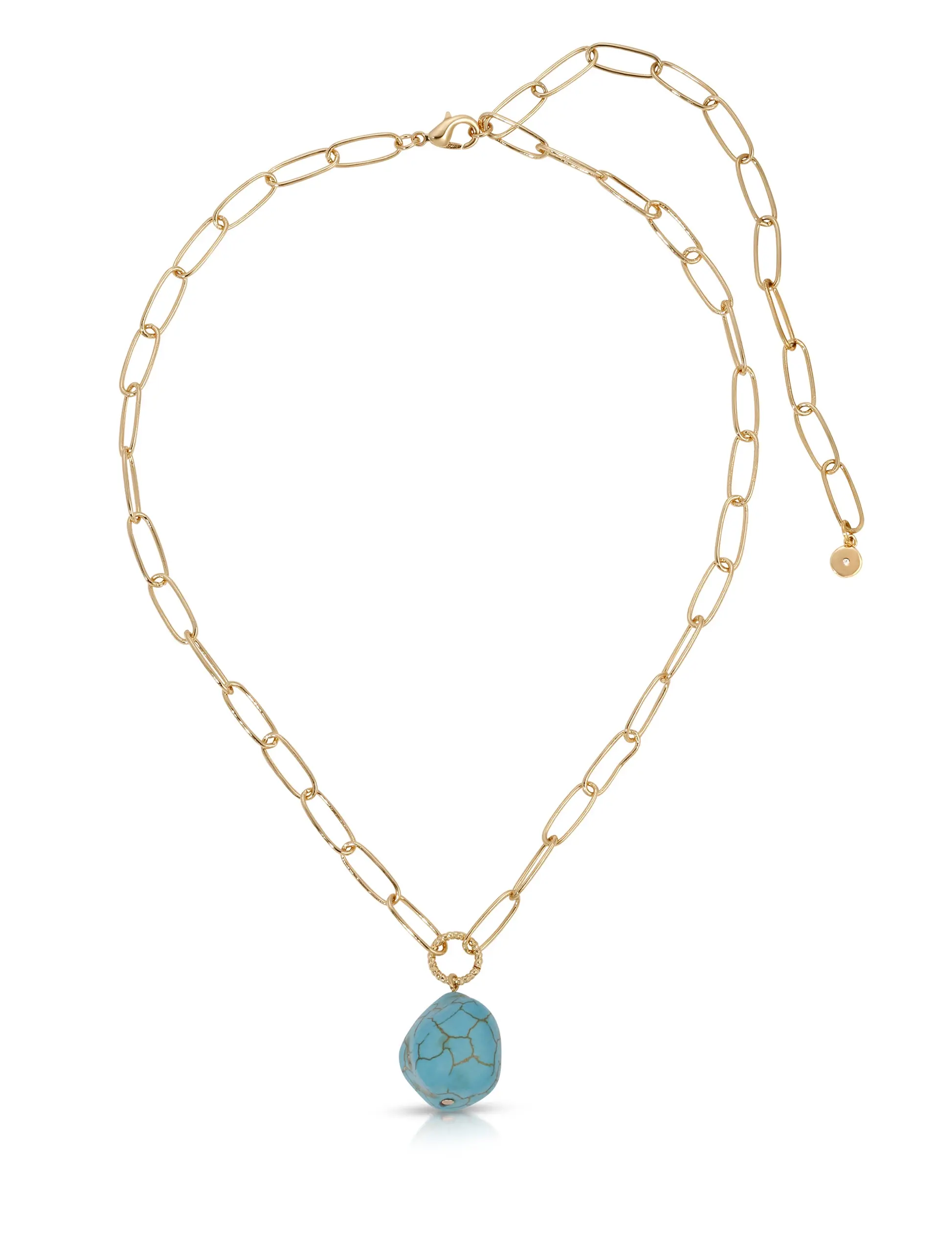 Turquoise Open Links Necklace | 18K Gold Plated Statement Chain | Elegant Gift for Her | Premium Jewelry