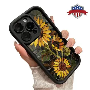 Artistic Sunflower Pattern Silicone Phone Case for iPhone 17,16,15,14 Pro Max,13,12,11,XR,XS Plus - Military-Grade Shockproof, Non-Slip Smartphone Accessories for Handheld Cellphone Devices