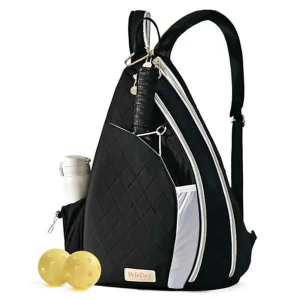 Women's Chic Quilted Pickleball Sling Bag - Nylon, Splashproof Nylon, Weatherproof, Slim Profile, Fits 2 Paddles, Lightweight for Court & Daily Use, Female, Game Day