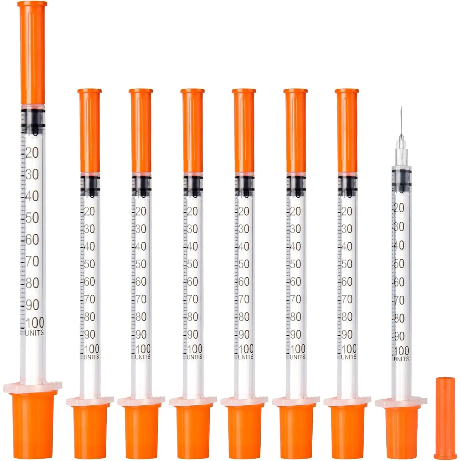 U-100 Syringes, 31G 5/16" (8mm) 1ml/cc Disposable Syringe, Individual Packed, 30 PACK